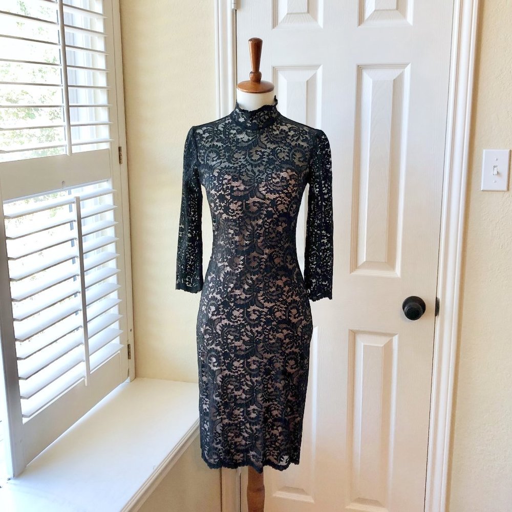 Bisou Bisou Black Lacy Sheath Dress